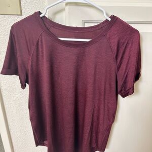 Lululemon Open Back T-Shirt in Maroon/Black Space Dye